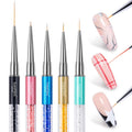 Beetles Gel Polish Nail Art Liner Brushes 5Pcs Painting Art Design Pen Set | Diamond Application Rhinestone Handle Dotting Drawing Sizes 5 7 9 11