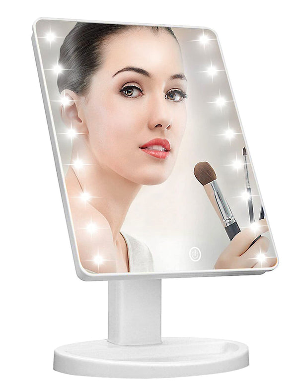 KOOKIN Lighted Vanity Makeup Mirror 16 Led Lights 180 Degree Rotation Lighted Mirror Touch Screen Adjusted Brightness Desk Mirrors USB Dual Supply