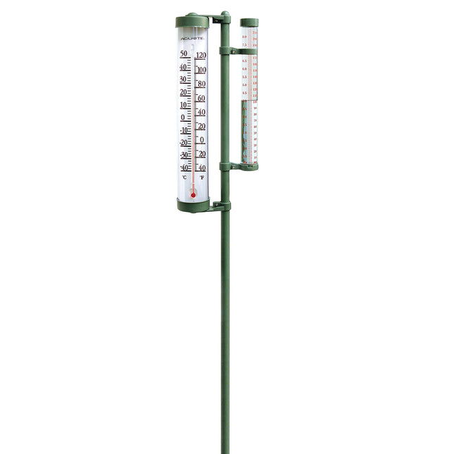 Acurite 02345 8-Inch Rain Gauge & Thermometer Swivel Combination