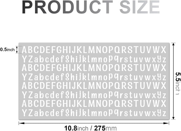 10 Sheet Small Letter Stickers, 1/2 Inch Self Adhesive Alphabet Stickers, Cute Vinyl Letter Stickers for Arts Crafts Outdoor Sign Poster Windows