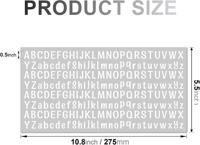 10 Sheet Small Letter Stickers, 1/2 Inch Self Adhesive Alphabet Stickers, Cute Vinyl Letter Stickers for Arts Crafts Outdoor Sign Poster Windows