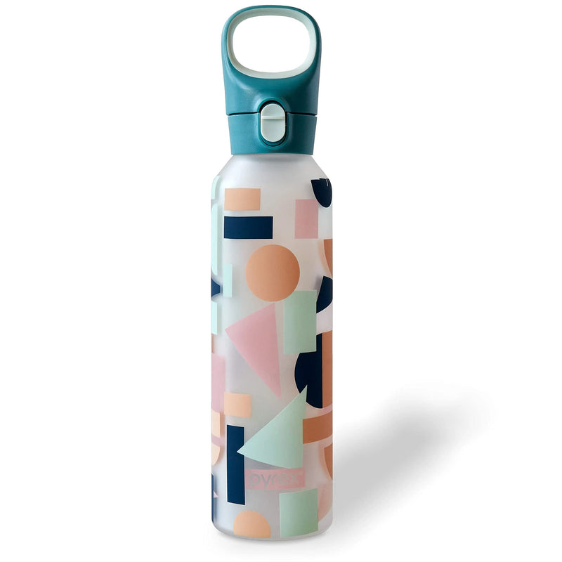 Pyrex 17.5-Oz Color Changing Glass Water Bottle with Silicone Coating, Leakproof and Textured Glass Reusable Water Bottle, Eco-Friendly, BPA-Free