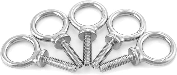 QWORK Eye Bolt, 5 Pack 1/4" - 20 x 1" Marine Grade Stainless Steel Lifting Ring Threaded Eyebolts