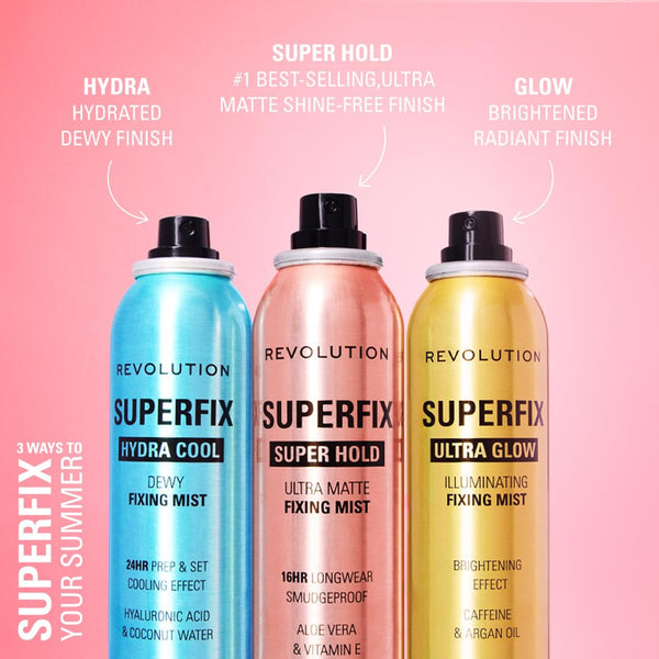 Revolution, Superfix Misting Makeup Setting Spray, Ultra-Matte & Shine-Free Finish, Long-Lasting & Lightweight Mist, Infused with Vitamin E, 5 Fl Oz