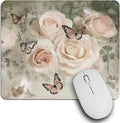 IBILIU Mouse Pad Black Flowers,Garden Roses Tulips Delphinium Petunia White and Black Rectangle Mousepad Non-Slip Rubber Base Computer Mouse Pad