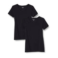 Amazon Essentials Women's Regular-Fit Short-Sleeve V-Neck T-Shirt, Multipacks 2 Black Large