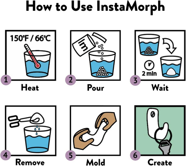 InstaMorph Reusable Moldable Plastic for Crafts,Sculpting,Cosplay,More 3oz | Reusable Thermoplastic Beads, Meltable Polymorph Pellets, Lightweight