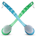 2 Pack Bath Body Brush Long Handle Back Shower Brush Exfoliating Back, Body, and Feet Scrubber Soft Nylon Bristles (Blue & Green) Blue, Green