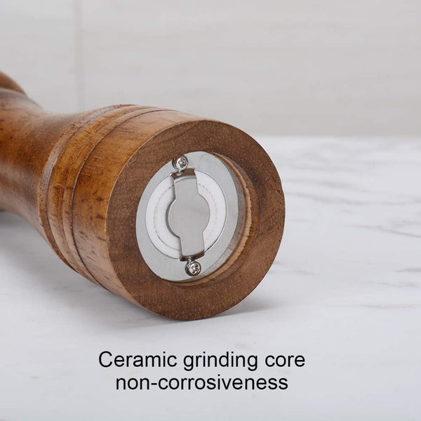Wood Salt and Pepper Grinder Set, Salt Mill Pepper Grinder Set, Pepper Mill, Salt Shakers with Adjustable Ceramic Rotor- Oak Wood Pepper Grinder