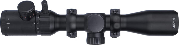 Monstrum 3-9x32 Rifle Scope with Rangefinder Reticle and Medium Profile Scope Rings | Black