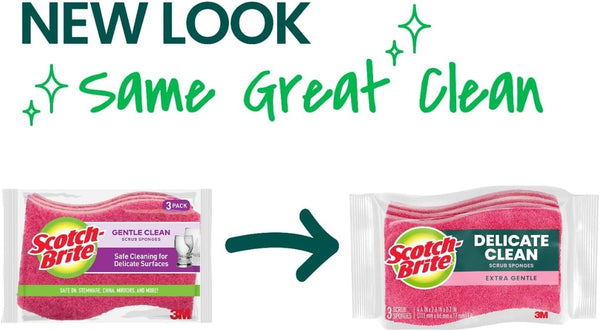 Scotch-Brite Delicate Clean Non-Scratch Scrub Sponge, 3 Pack 3 Count