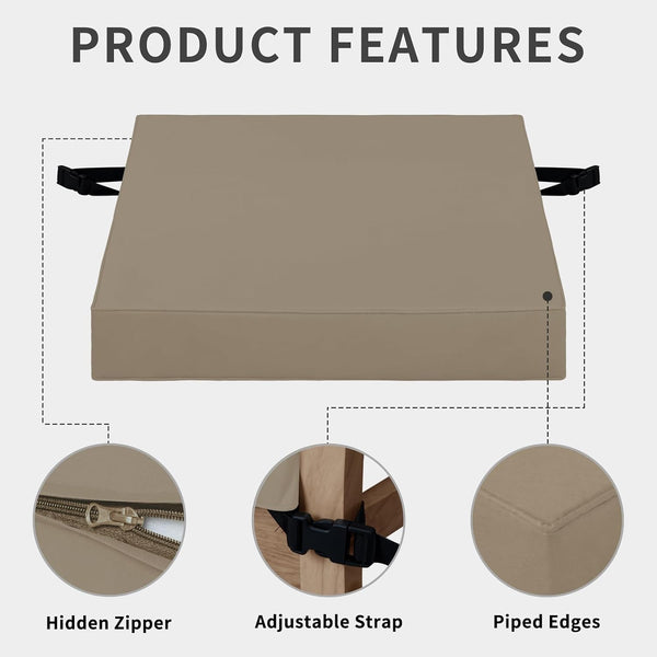 Easy-Going Waterproof Patio Seat Cushion Covers 22x20x4 inch 6 Pack Replacement Non-Slip Outdoor Cushion Slipcover with Zipper and Adjustable