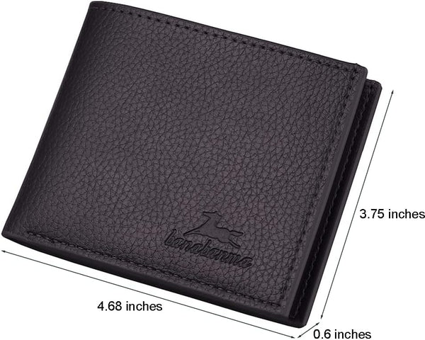 Slim Wallet for Men with Coin Purse, Minimalist Wallet with Zipper, Bifold Mens Wallets with Credit Card Holder, PU Leather Men'S Wallet with