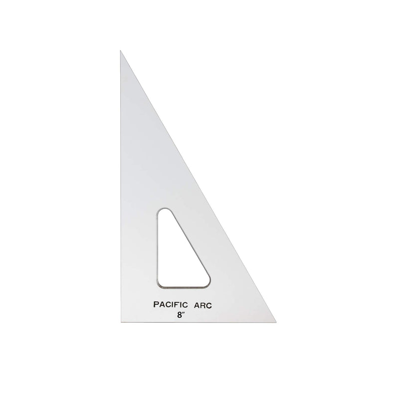 Pacific Arc Drafting Triangle, 8-inch, 30/60/90 Degrees, Clear Acrylic, Plain Edge Clear 8-in, 30/60/90 degrees
