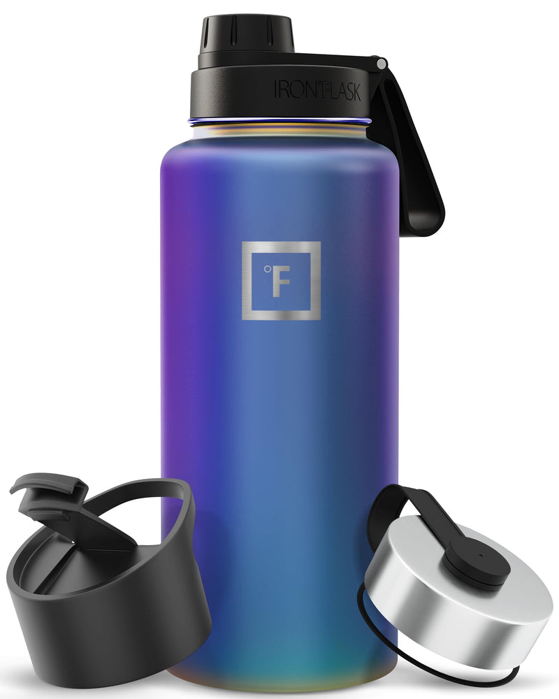 IRON °FLASK 32 oz Wide Mouth Water Bottle with Spout | Insulated Stainless Steel Sports Water Bottle with 3 Leakproof Lids - BPA Free, Cold 24