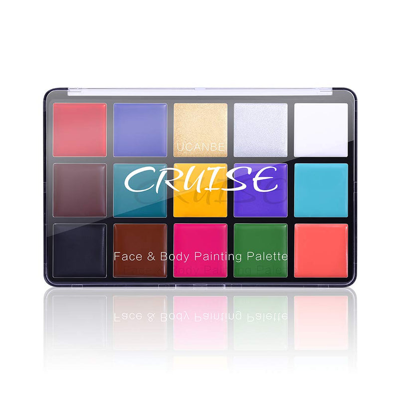 UCANBE Face Body Paint Oil, Professional 15 Colors FX Makeup Palette- Non Toxic Hypoallergenic Safe Facepaint for Halloween, Cosplay Costumes,