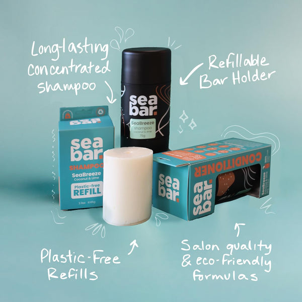 Shampoo & Conditioner Bar Set - All Natural Hair Shampoo - Vegan, Sulfate-Free, Eco Friendly Zero Waste Reusable Packaging with Travel Containers,
