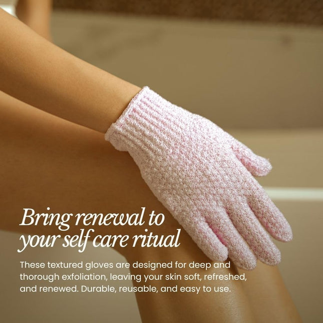 Bare Botanics 4 Pack Exfoliating Gloves for Shower (Lavender) - 100% Nylon Fiber