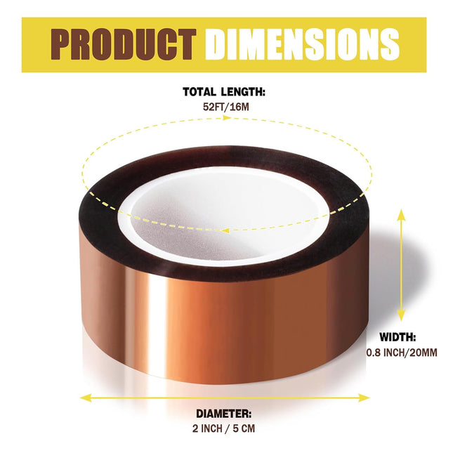 4 Rolls 20mm x16m(52FT) Heat Tape High Temperature Heat Resistant Tape Heat Transfer Tape for Heat Sublimation Press Vin
