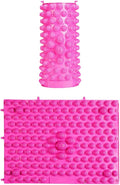 2Pcs Foot Massage Mat Acupressure Reflexology Pad for Heel Arch and Toe Relief Durable Foot Massager Tool for Home Office and Relaxation Rose Red