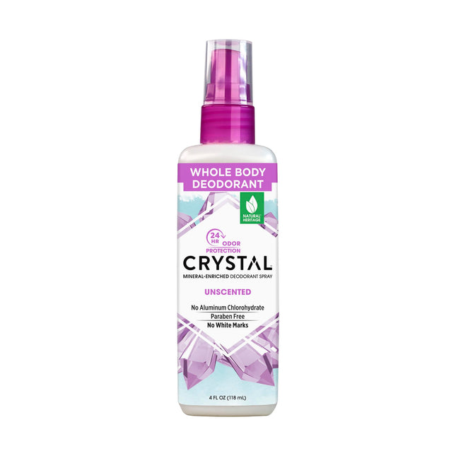 Crystal Essence Mineral Deodorant Spray, Unscented, All over Body Deodorant, 4 F