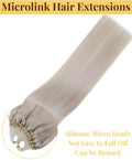 Hetto Microlink Hair Extensions Human Hair Blonde Micro Bead Hair Extensions Real Hair Invisible Short for Women 12 Inch 45g 50s 1-1-M-#60 12-Inch