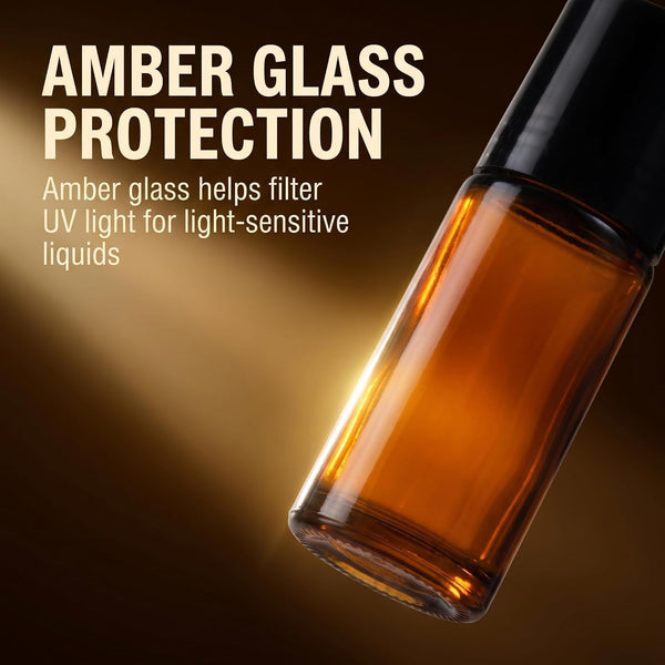 2Pcs Brown 30ml Glass Essential Oil Roller Bottles,Perfume Roller,Refillable Roll on Bottles Container Empty Deodorant Rollerball Beauty and
