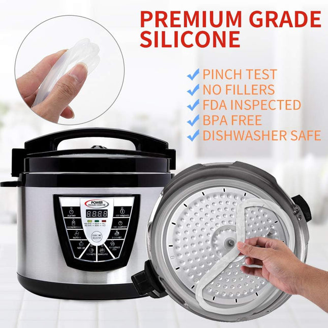 Original Sealing Ring for 8 Qt Power Pressure Cooker - Replacement Silicone Gasket Seal Rings for Power Cooker XL 8 Quar