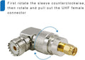 UHF Male PL-259 to UHF Female SO-239 L Shape Right Angle Adapter | 4PCS Connector for Coaxial Cable,CB, Ham Radio Antenna, Low Loss for Efficient