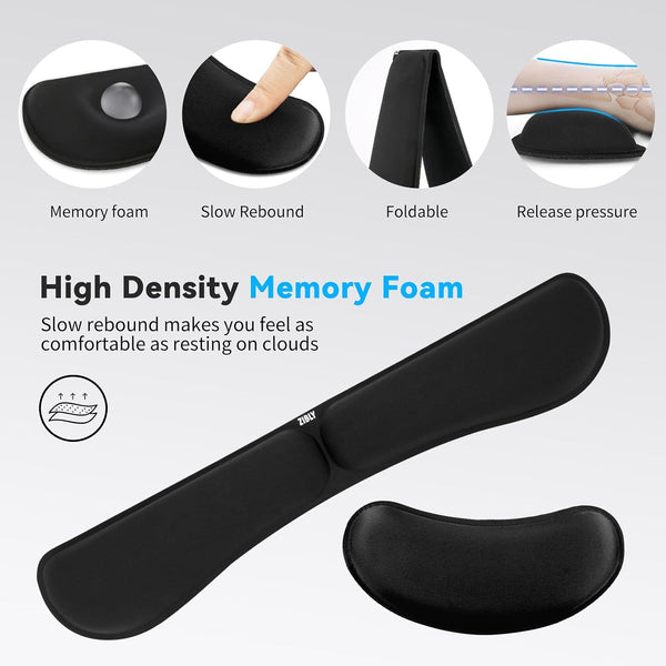 Zibly Ergonomic Gel Keyboard Wrist Rest & Mousepad Rests for Computer, Silky Memory Foam for Typing (Black Combo)