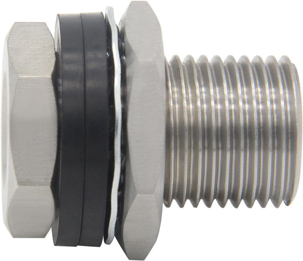 Stainless Steel Bulkhead Fitting 1/4" NPT Female Bulked Coupler Thru-Bulk Tank Fitting Connector (Pack of 2)