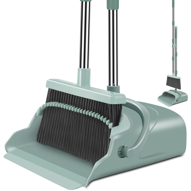 Kelamayi Upgrade Broom and Dustpan Set, Large Size and with Long Handle, Upright