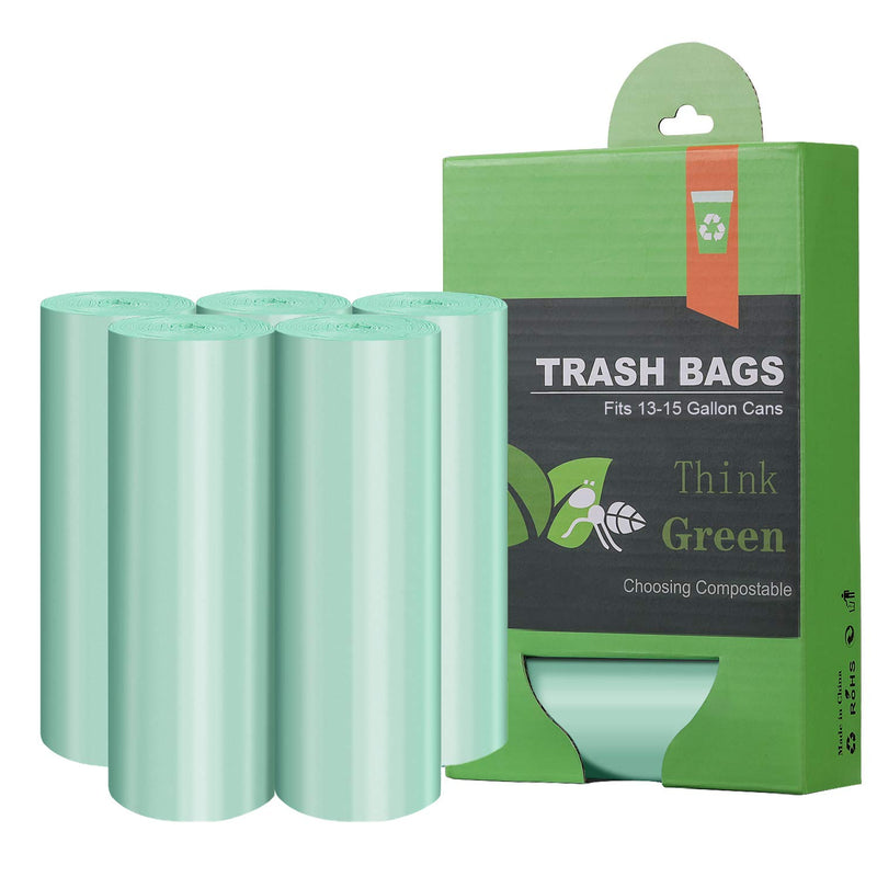 Compostable Trash Garbage Bags,Ayotee 13-15 Gallon Tall Kitchen Trash Bags,Heavy Duty Unscented 1.18Mils 55 Liter,60 Count,Strong Thicken Rubbish