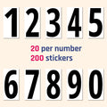 3 inch, Vinyl Numbers Stickers, Stick On Numbers - Black Numbers, 200 PCS | 0-9 Stickers, Waterproof, Peel and Stick 3 x 1.5 inches Black Numbers