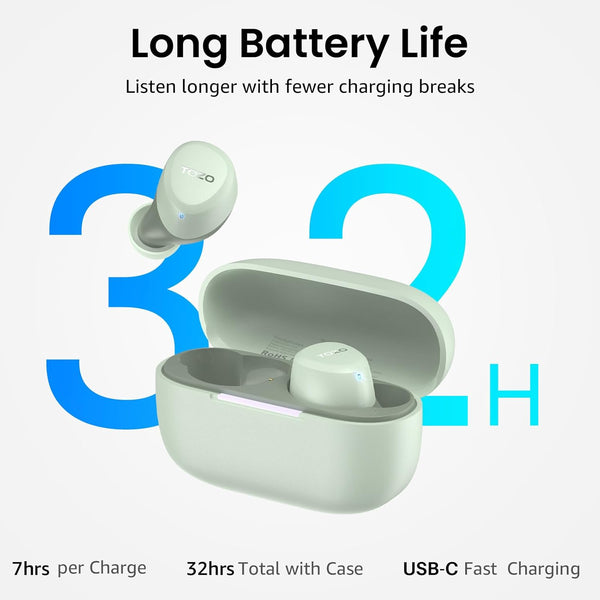 TOZO A1 Wireless Earbuds Bluetooth 5.3 Light Weight in Ear Headphones Green