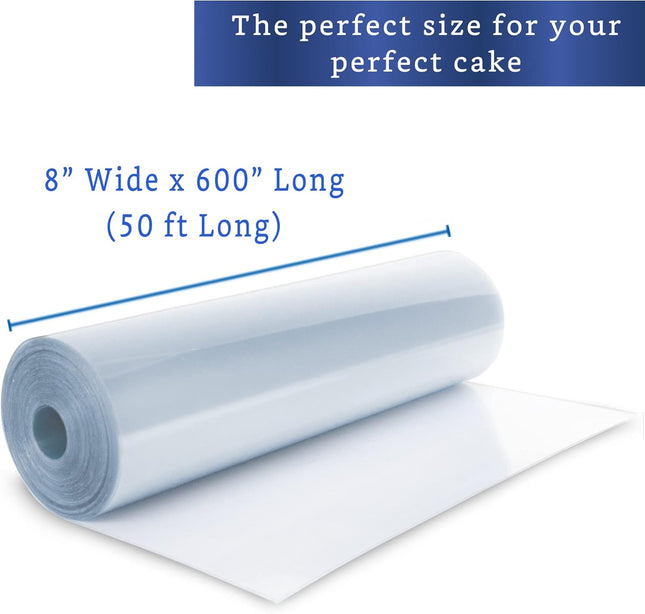 Cake Collar 8 X 600 in (50Ft) - Acetate Roll - Acetate Sheets for Baking - Cake 