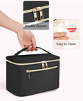 Wandering Nature Large Makeup Bag, Travel Make up Organizer Cosmetic Brush Bags Case for Women in Fabric,Black,Patent Pending
