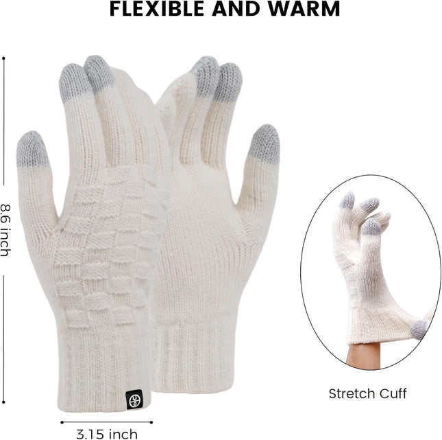 Winter Gloves for Women Thermal Knit Elastic Soft Warm Touch Screen Friendly Glo
