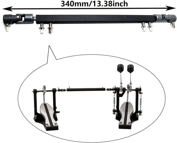 Double Kick Drum Pedal Drive Shaft Steel Bass Drum Pedal Linkage Connector Arm for Drum Kit Percussion Instrument Parts (Black)