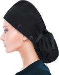 ABAMERICA Scrub Caps for Women Surgical Caps Nurse Hat Functional Ponytail Holder for Long Hair Single or Satin-Lined A01-05 Satin Lined Black
