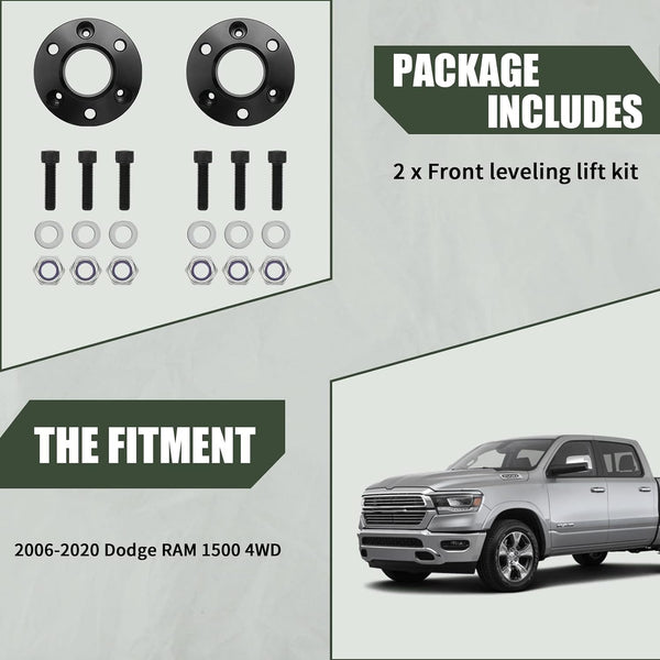 AUTOPTIM 2.5" Front Leveling Lift Kit - Replacement for 2006-2024 Dodge Ram 1500 4WD, 2005-2007&2009-2011 Dodge Dakota 2WD, 2006-2009 RAIDER 4WD