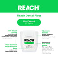 REACH Waxed Dental Floss, Mint, Plaque Remover for Teeth, Shred Resistant, Floss Slides Smoothly, Easy to Use, Waxed, Deep Cleaning Teeth, Oral