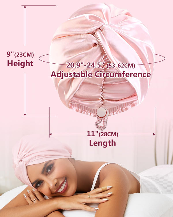 HFRHTGY Adjustable Silk Satin Hair Bonnet for Sleeping, Double Layer Hair Wrap Sleep Cap Turban for Women Men, Curly Straight Braid Unisex (Royal