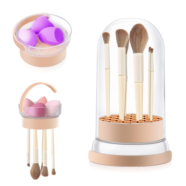 3 in 1 Makeup Brush Cleaner Mat, Silicone Makeup Brush Cleaner Bowl and Dryer, Waterproof Makeup Brush and Sponge Cleane