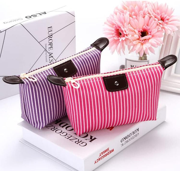 THTAJ 2 Pack Make Up Bag for Traveling,Preppy make up bag,Toiletry Bag,Nylon Cosmetic Bag,Light Pink Makeup Bag,Skin Care Bag，Tiny Makeup Bag