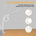 Voncerus LED Desk Lamp with Clamp, Clip on Lights for Home Office, White S1 White and Silver