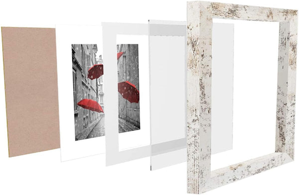 Finefrarm 12x12 Frame Matted to Display 8x8 Photos with Mat or 12 x 12 Pictures Without Mat Rustic Photo Frames Wall Art for Living Room Wall Mounting