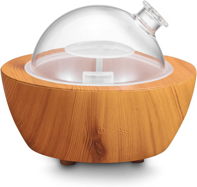 280Ml Glass Essential Oil Diffuser Wood Grain Base Air Aroma Diffusers for Aromatherapy Cool Mist Humidifier with Safe A
