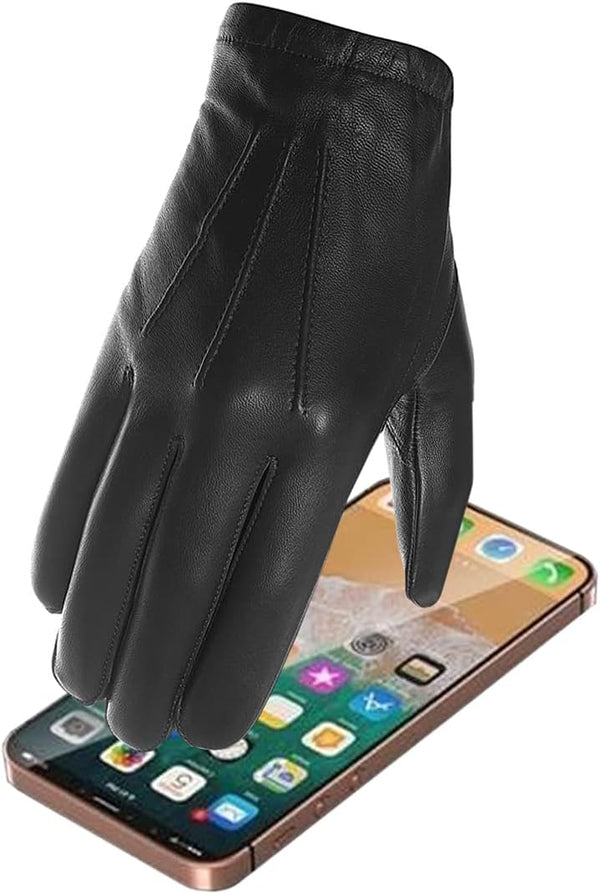 Harssidanzar Mens Thin Unlined Leather Police Duty Gloves GM031