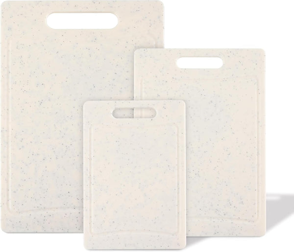 COOK WITH COLOR Non-Slip Cutting Board Set – Kitchen Essentials with Easy Grip Handle for Meat, Veggies, and Fruits, 3 Cutting Boards, Speckled